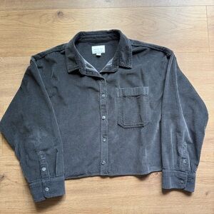 Women’s Gray Corduroy Crop Shirt